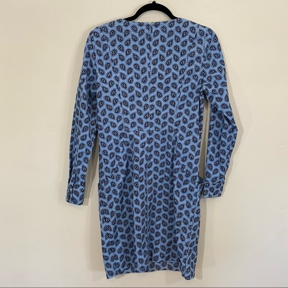 Boden Caroline Cord Dress Paisley Corduroy Frosted Blue Long Sleeve Regular US 4 - Picture 6 of 10